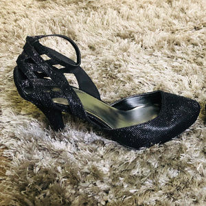 Qupid Black Glitter High Heel Size 10 Holidays